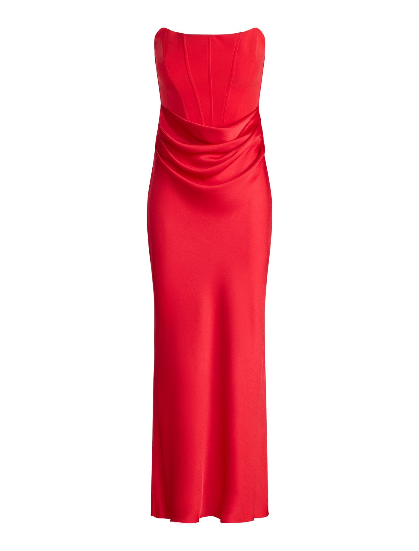 Isra Drape Strapless Maxi Dress Red | Forever New