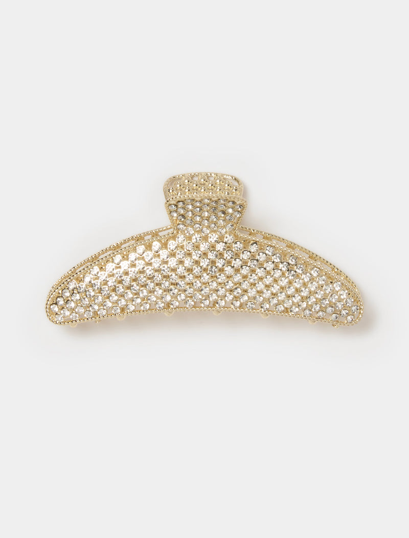 Eliza Diamante Claw Clip 0 Gold Crystal Forever New
