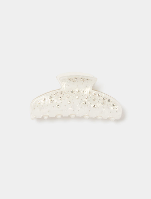 Isobel Stone Acrylic Claw Clip 0 White Crystal Forever New
