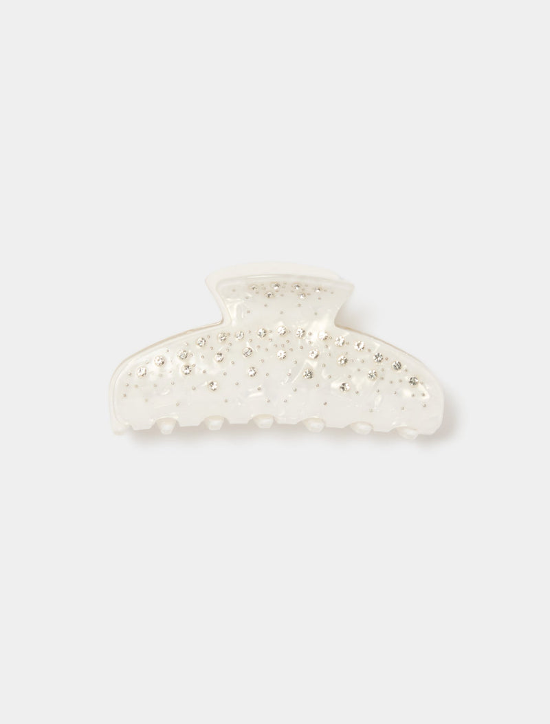 Isobel Stone Acrylic Claw Clip 0 White Crystal Forever New