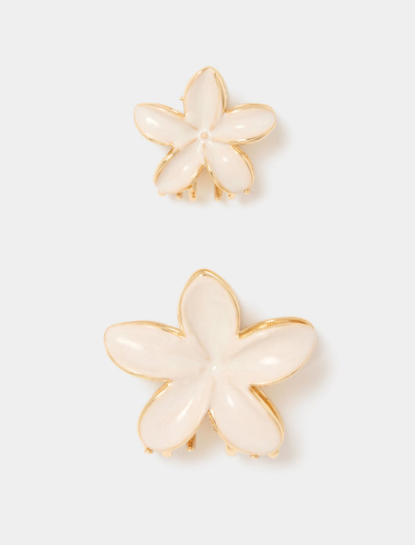 Elsie Enamel Fiji Flower Clip Pack 0 Ivory Gold Forever New