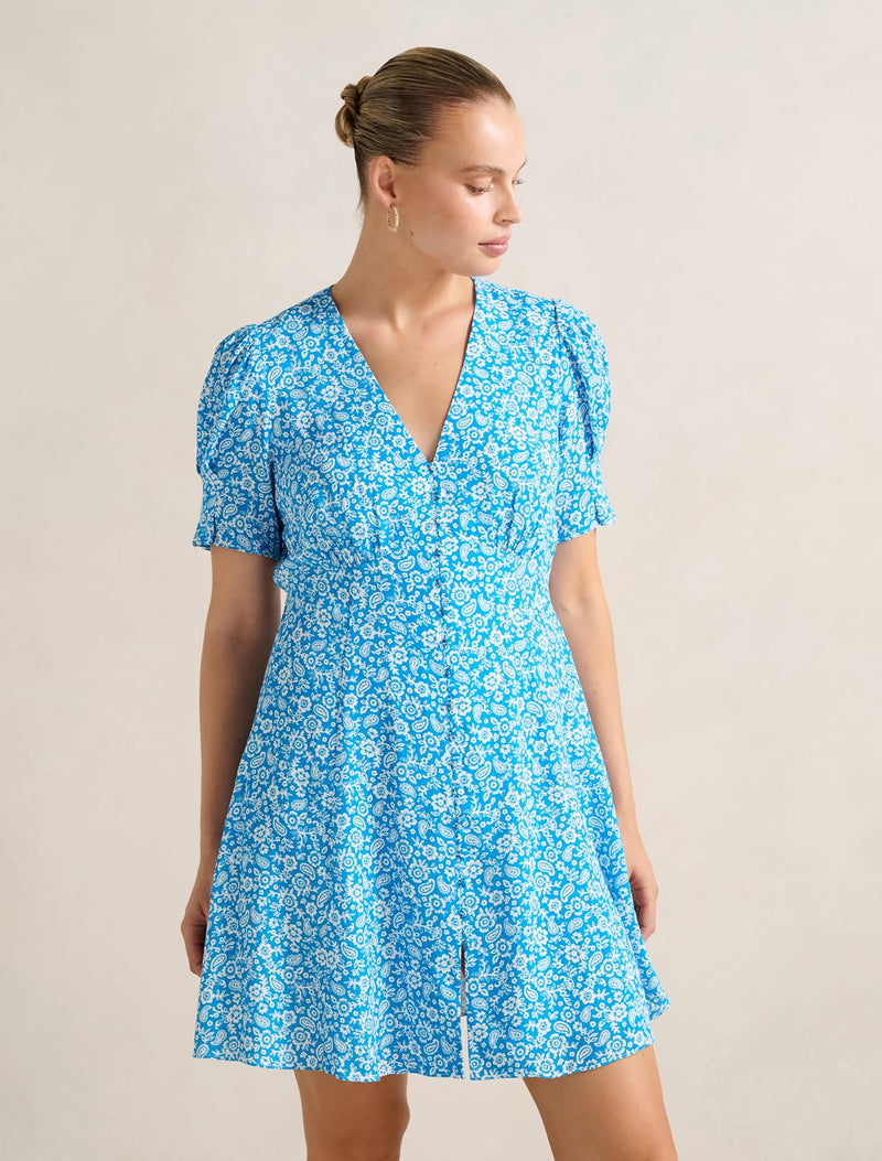 Saffron Printed Mini Sun Dress Hopewell Ditsy Forever New