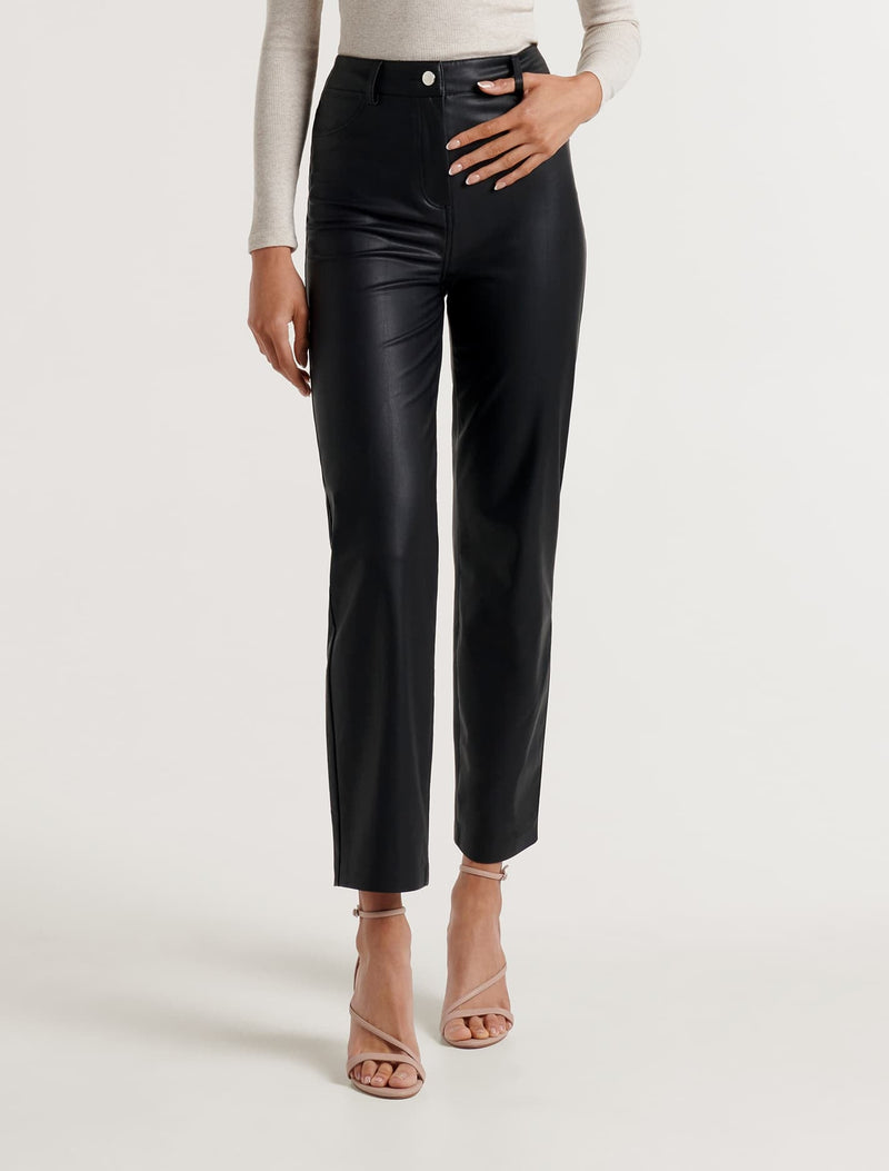 Juliet Vegan Leather Straight Leg Pants Forever New
