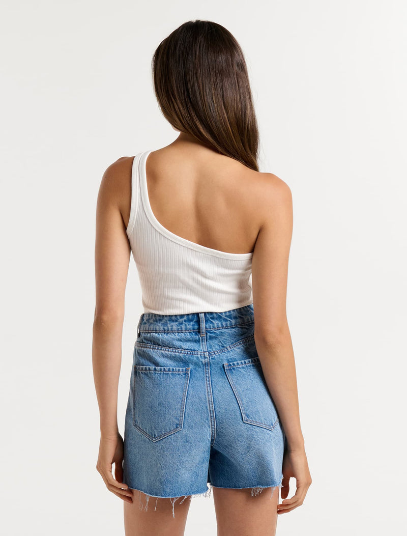 Jacinta Ribbed One Shoulder Top Forever New