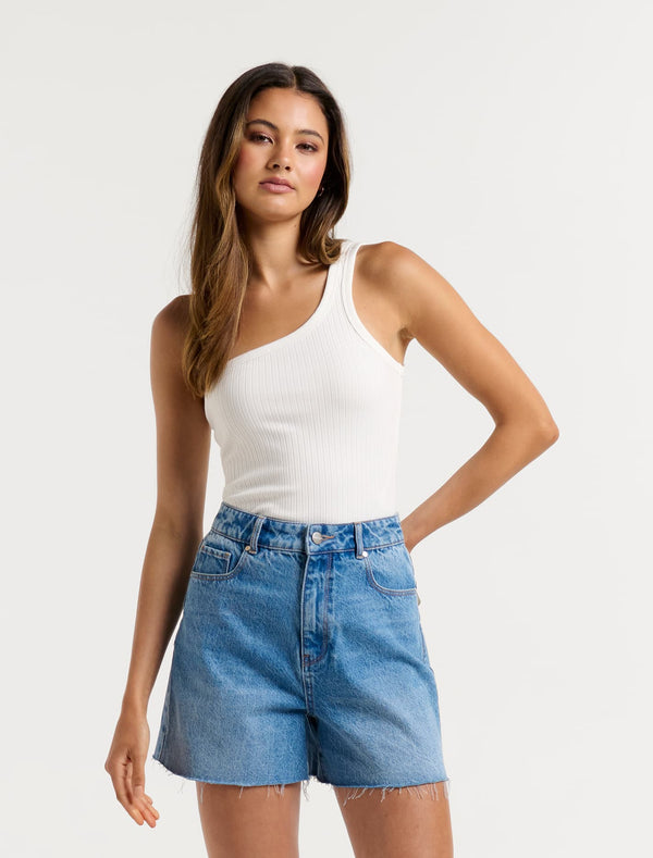 Jacinta Ribbed One Shoulder Top Forever New