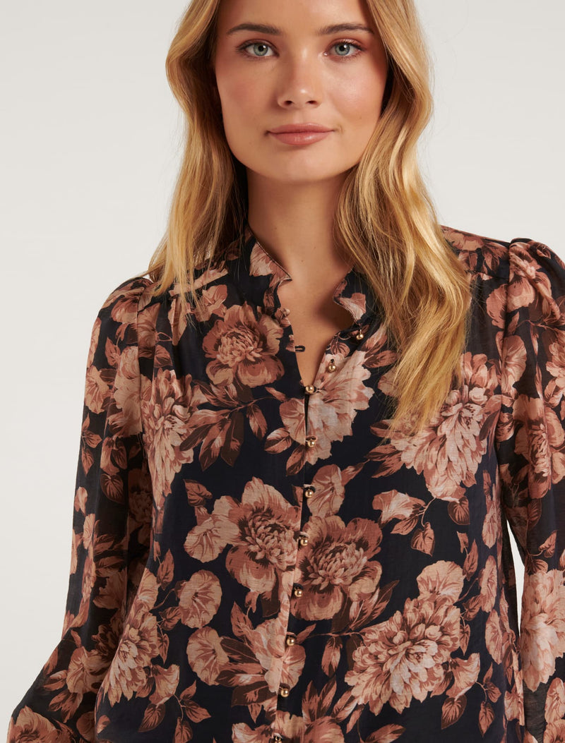 Amelia Printed Button Down Blouse Forever New