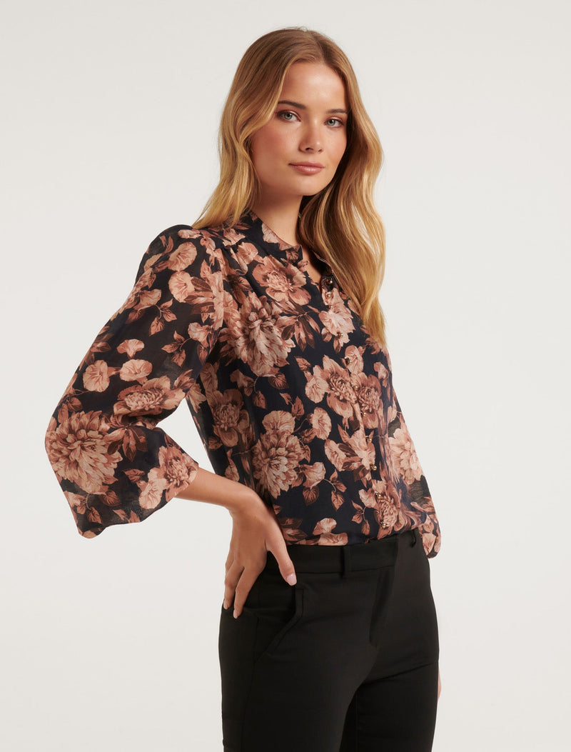 Amelia Printed Button Down Blouse Forever New