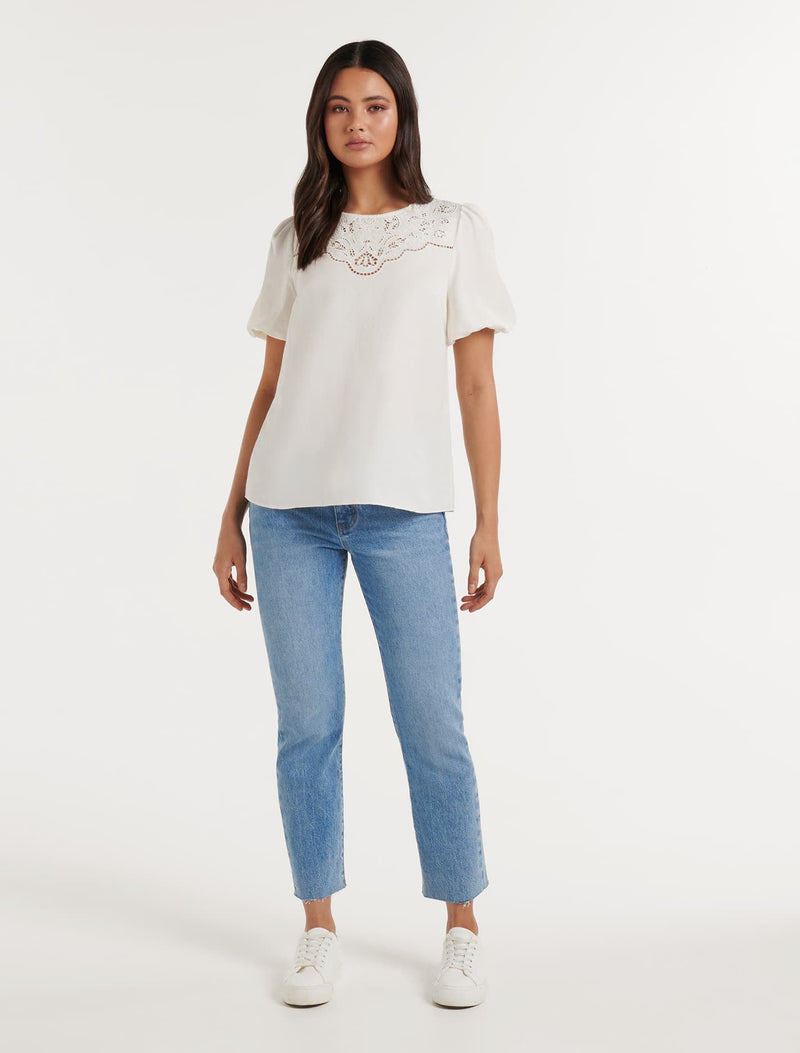 Ash Cutwork Yoke Blouse Forever New