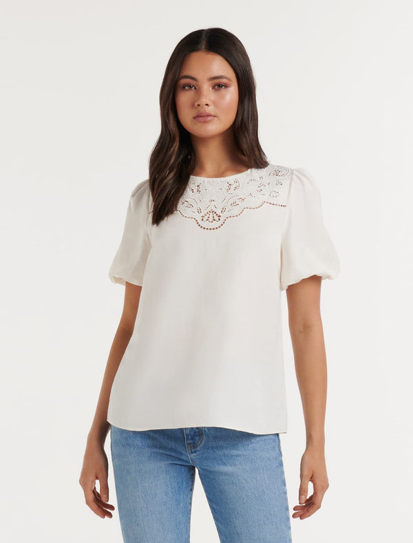 Ash Cutwork Yoke Blouse Forever New