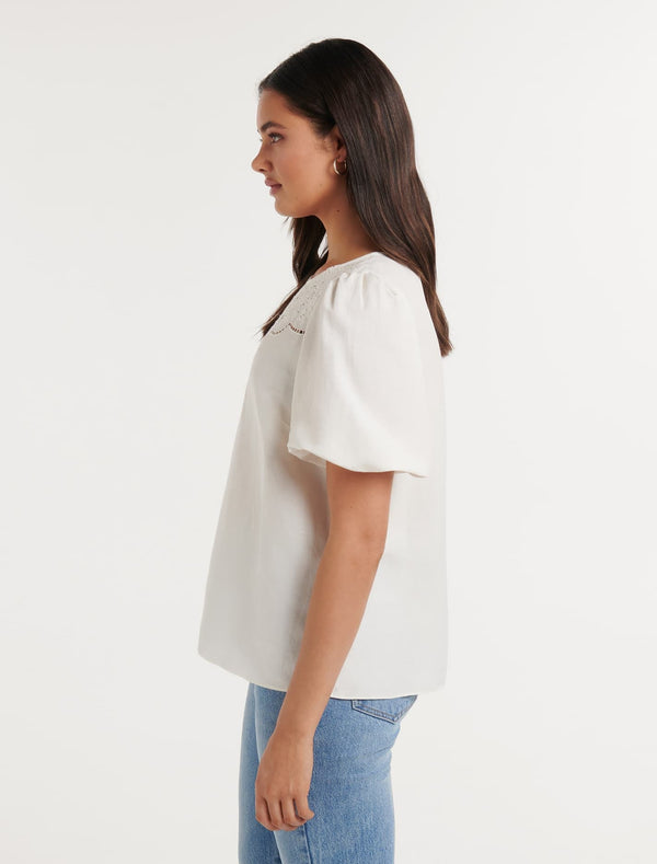 Ash Cutwork Yoke Blouse Forever New