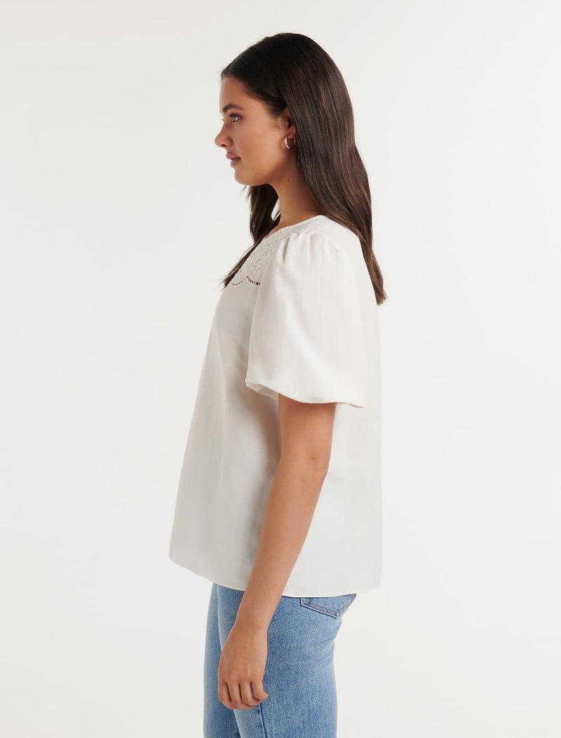 Ash Cutwork Yoke Blouse Forever New