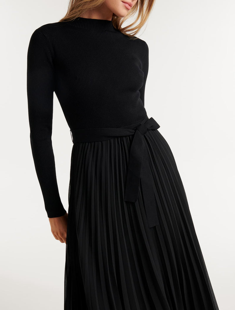 Penelope Woven Mix Knit Dress Forever New