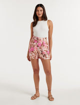 Kiara Belt Linen Blend Shorts Forever New