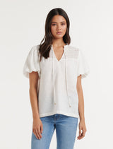 Aida Chevron Linen Top Forever New