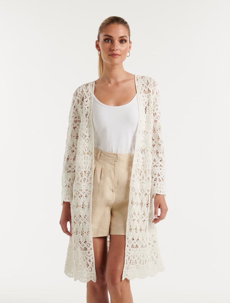 Simona Longline Crochet Kimono Forever New