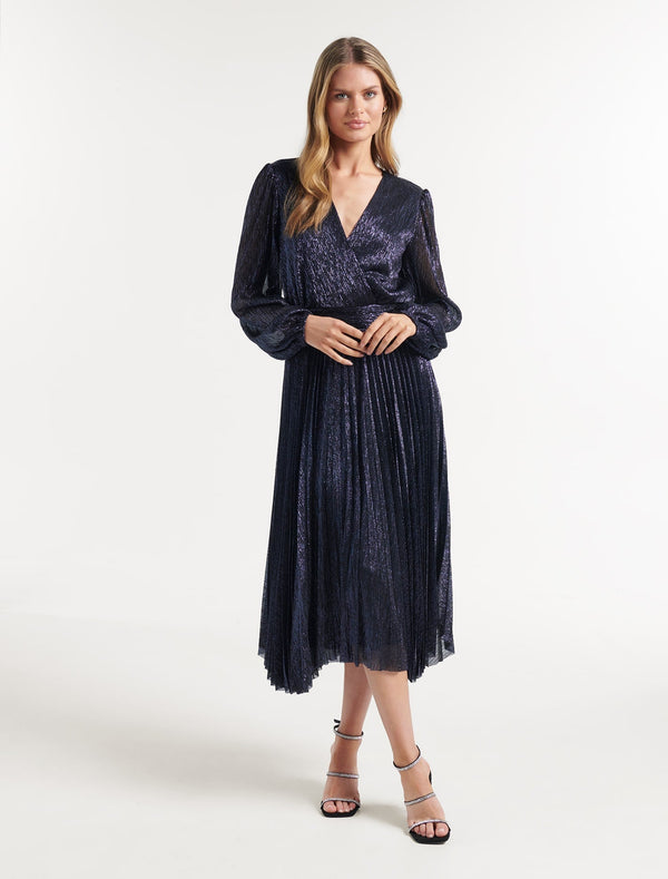Sahara Wrap Plisse Midi Dress Forever New