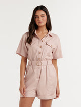 Flynn Denim Utility Playsuit Forever New