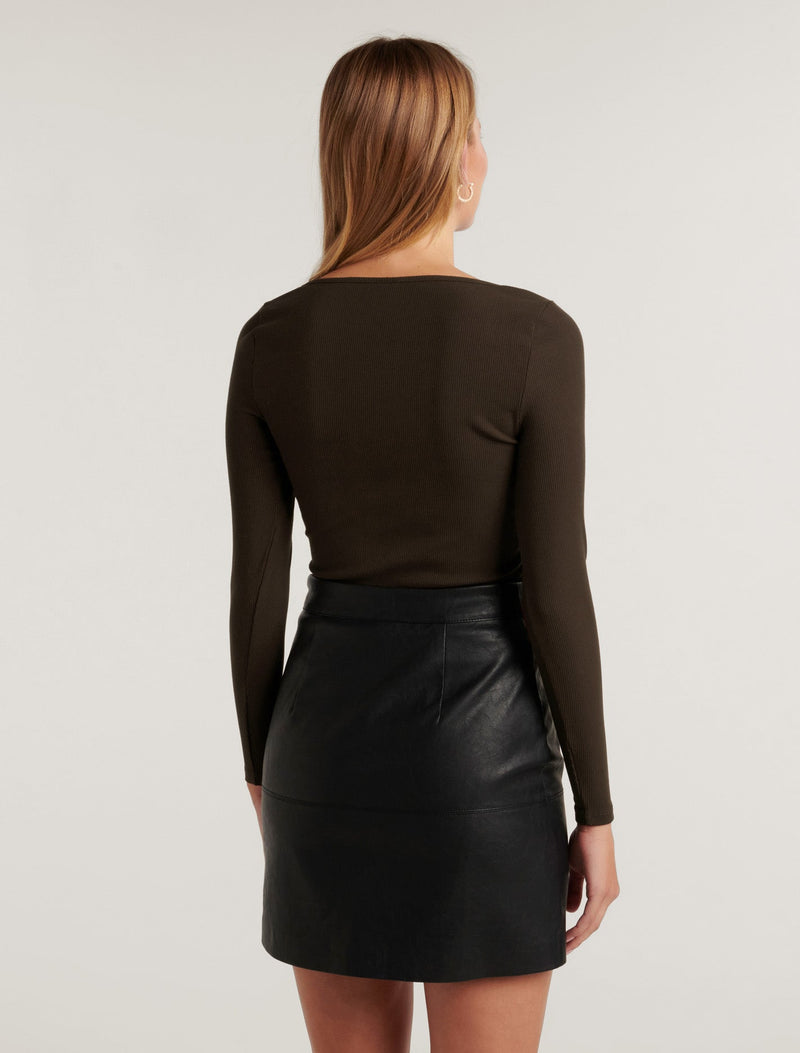 Amalfi Square Neck Long Sleeve Top Forever New