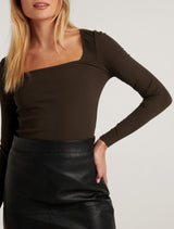 Amalfi Square Neck Long Sleeve Top Forever New