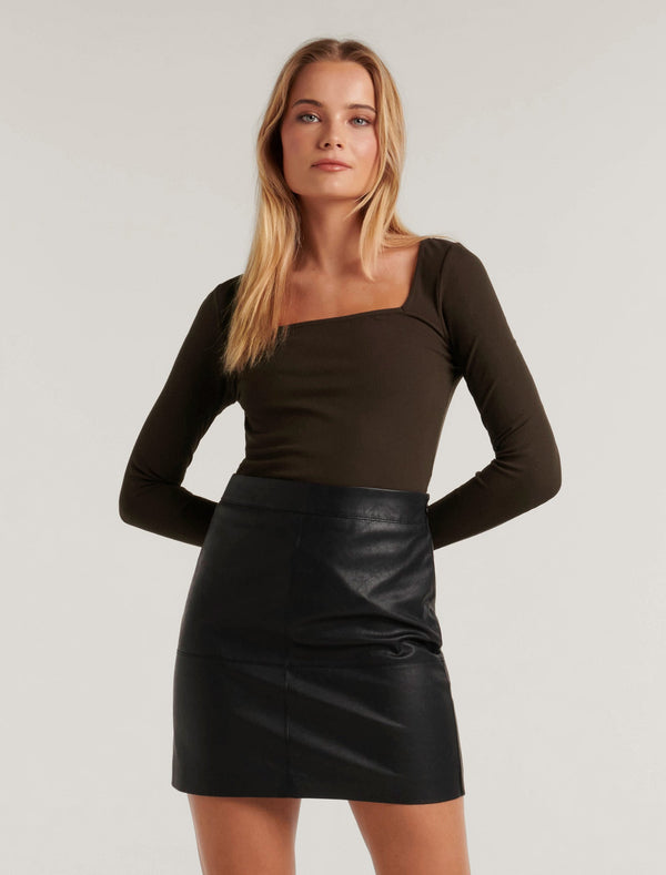 Amalfi Square Neck Long Sleeve Top Forever New