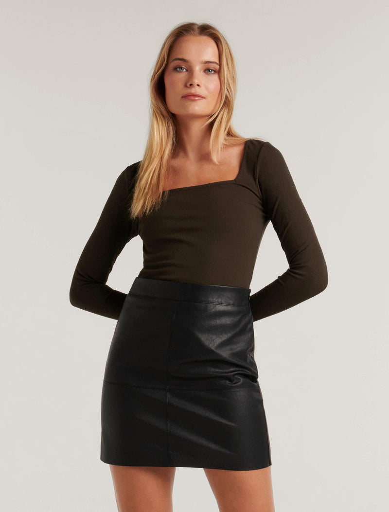 Amalfi Square Neck Long Sleeve Top Forever New