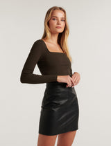 Amalfi Square Neck Long Sleeve Top Forever New