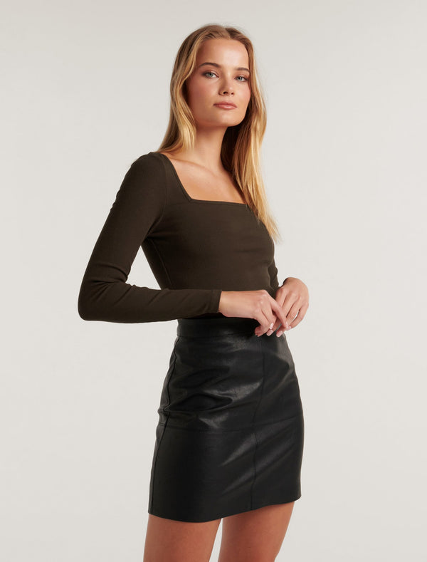 Amalfi Square Neck Long Sleeve Top Forever New