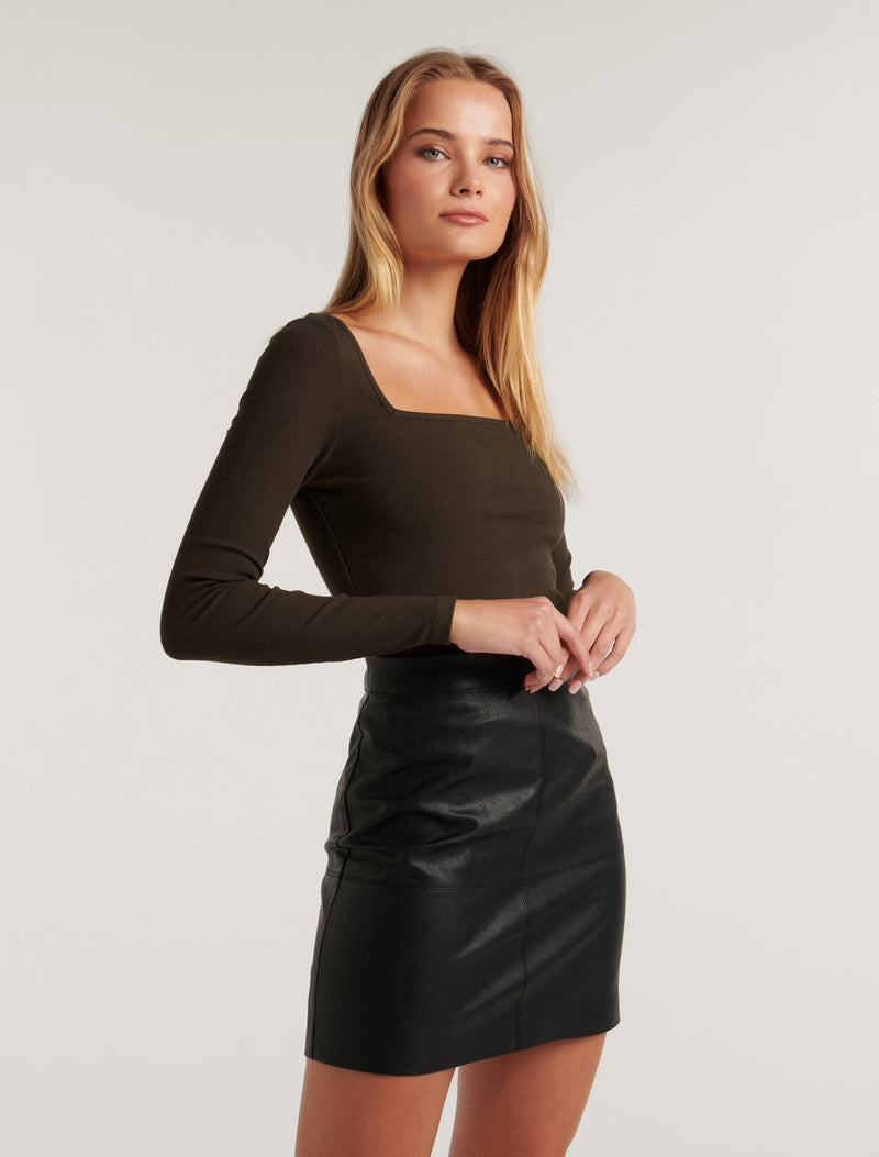 Amalfi Square Neck Long Sleeve Top Forever New