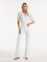 Ariel Spliced Lace Wrap Top Forever New