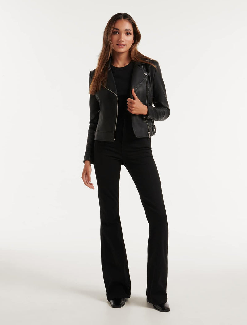 Heidi Petite Pu Biker Jacket Forever New