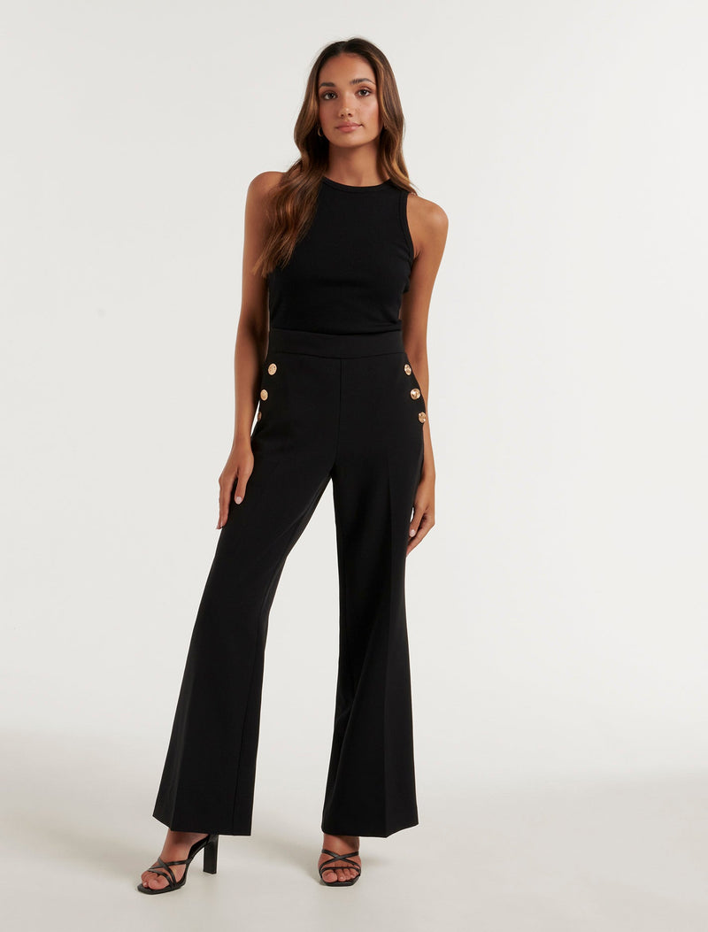 Megan Petite Button Wide Leg Pants Forever New