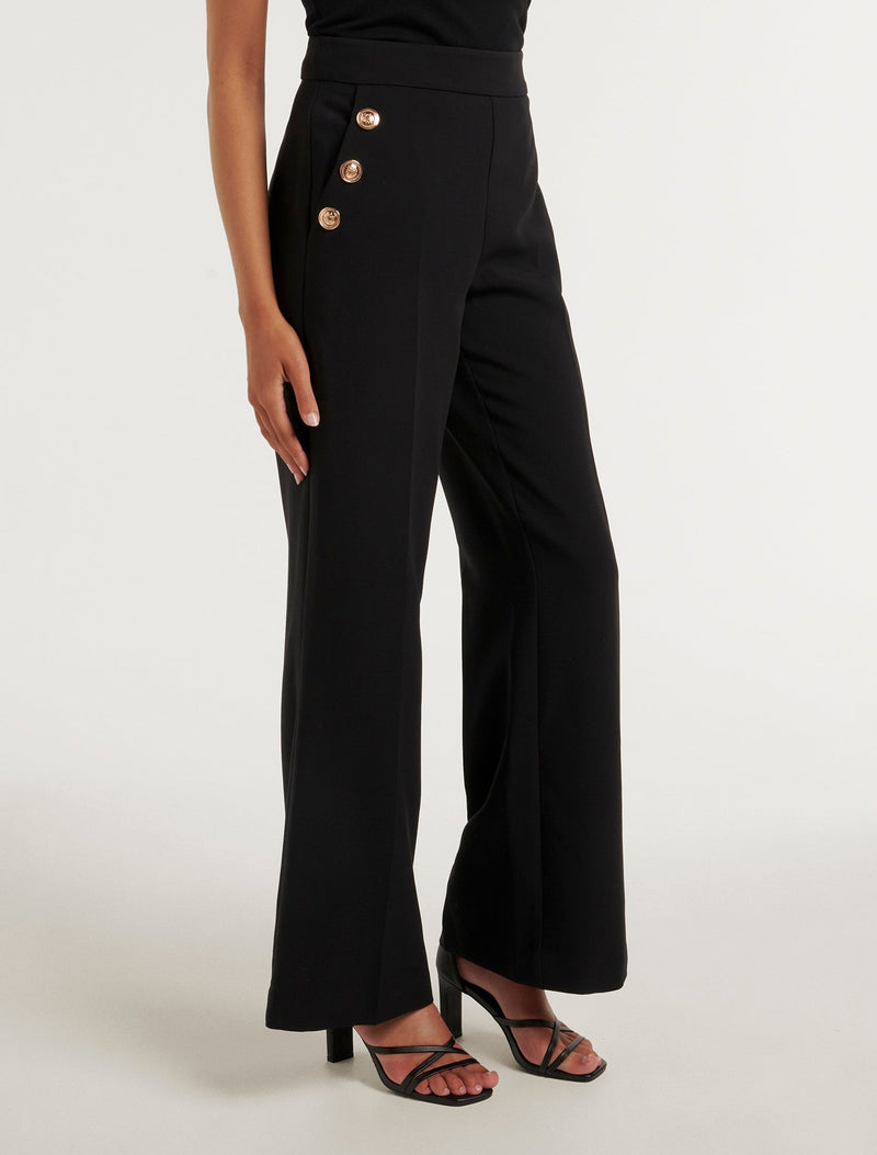 Megan Petite Button Wide Leg Pants Forever New