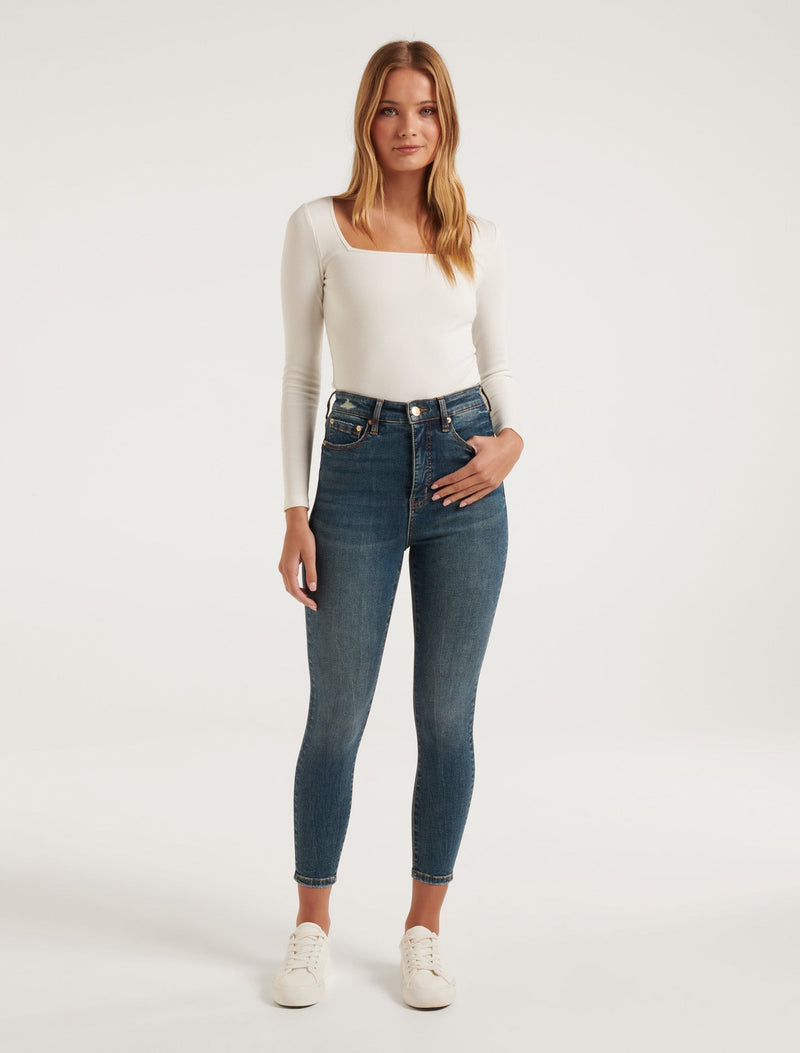 Mila Cropped High-Rise Skinny Jeans Forever New