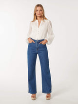 Inez Keyhole Trim Spliced Blouse Forever New