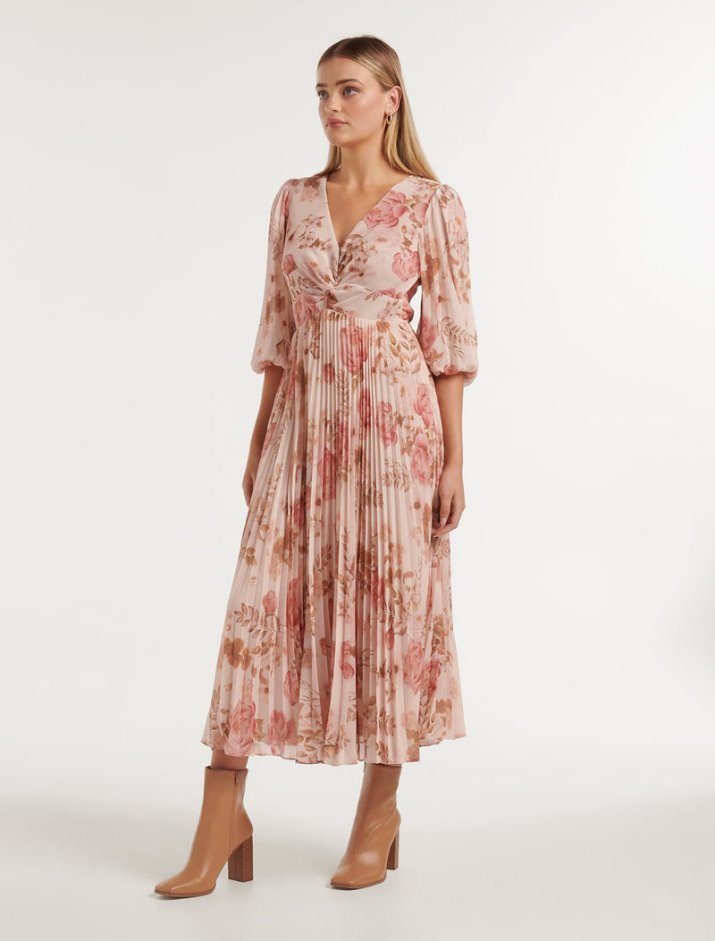 Viviana Twist Front Pleated Midi Dress Forever New