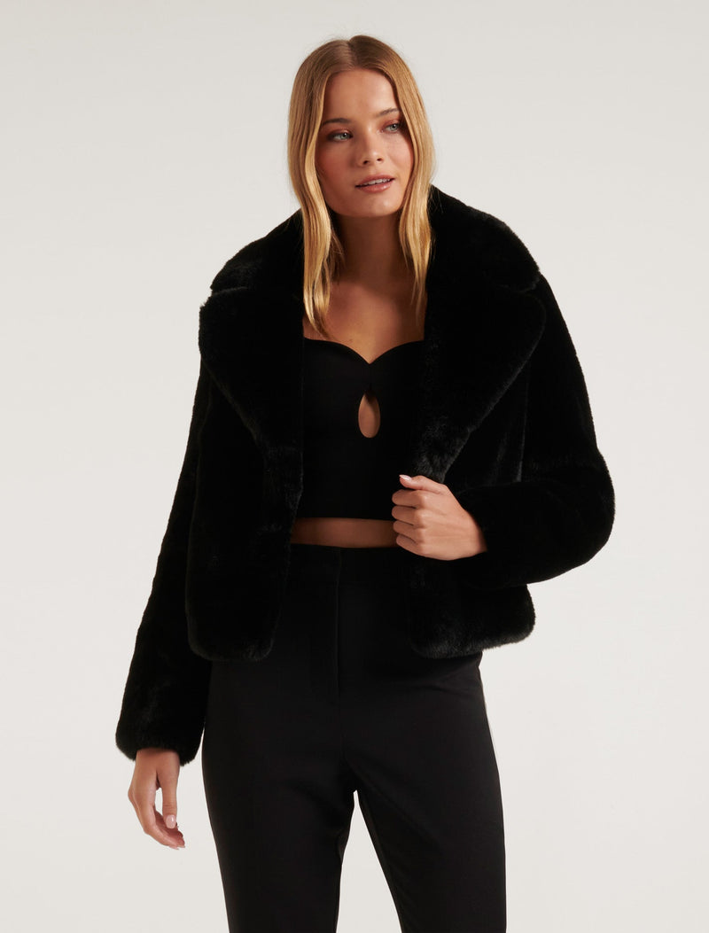 Amelia Cropped Fur Coat Forever New