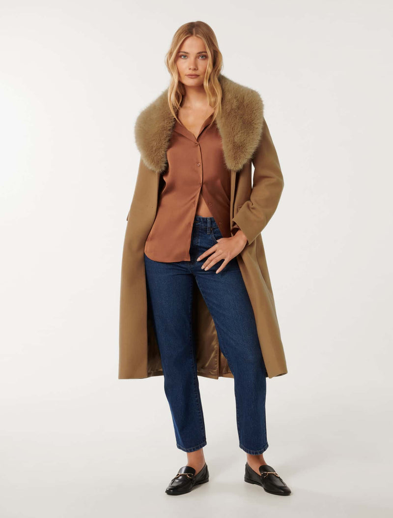 Amber Fur Collar Coat Forever New