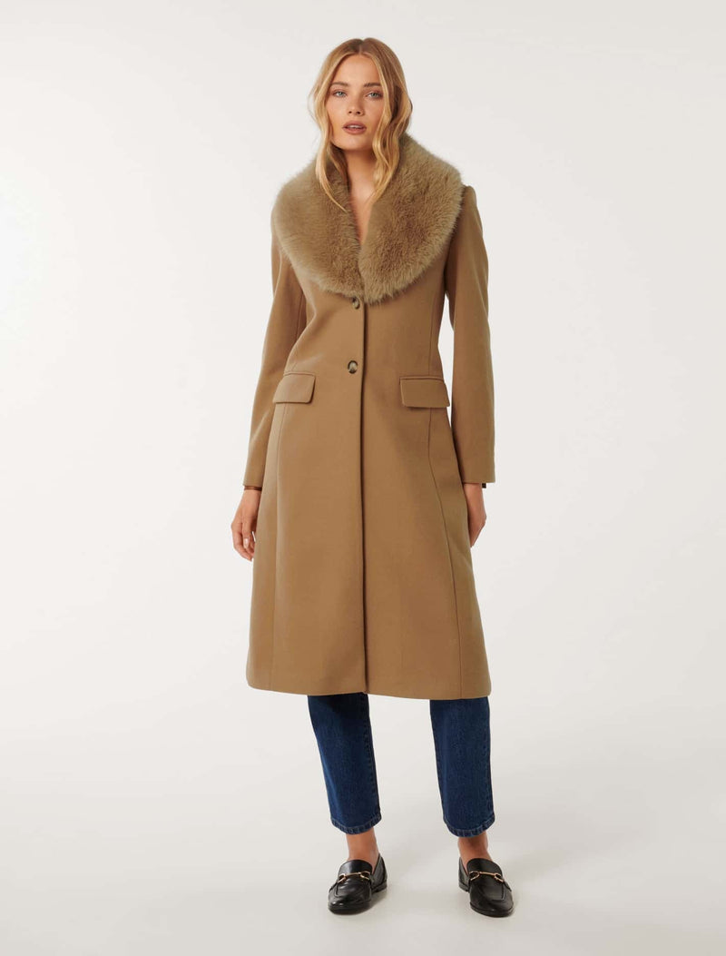 極美品ꕥアメリ UNDRESSED FRILL COLLAR COAT キャメル Ameri（アメリ）の「UNDRESSED FRILL COLLAR COAT（チェスター