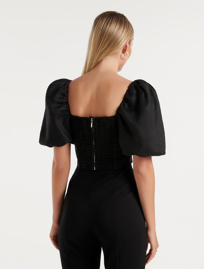 Briar Puff Sleeve Linen Top Forever New