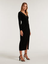 Julianne Wrap Velvet Midi Dress Forever New