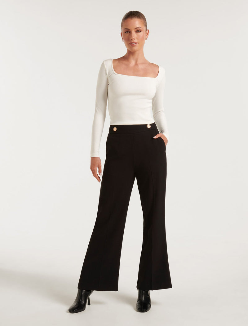 Naomi Petite Button Wide Leg Pants Forever New