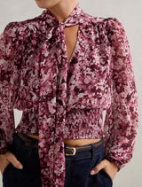 Gloria Shirred Printed Blouse Forever New