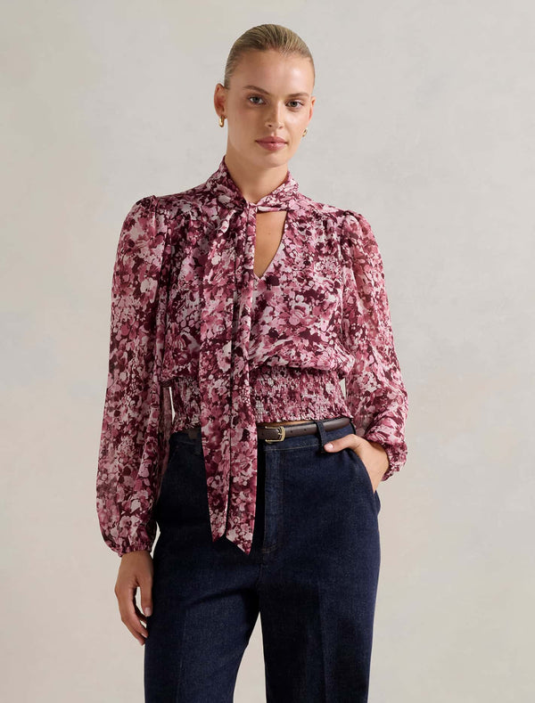 Gloria Shirred Printed Blouse Bodley Ditsy Forever New