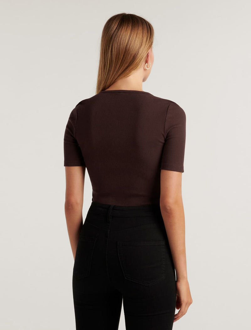 Clio V Neck Half Sleeve T-Shirt Forever New