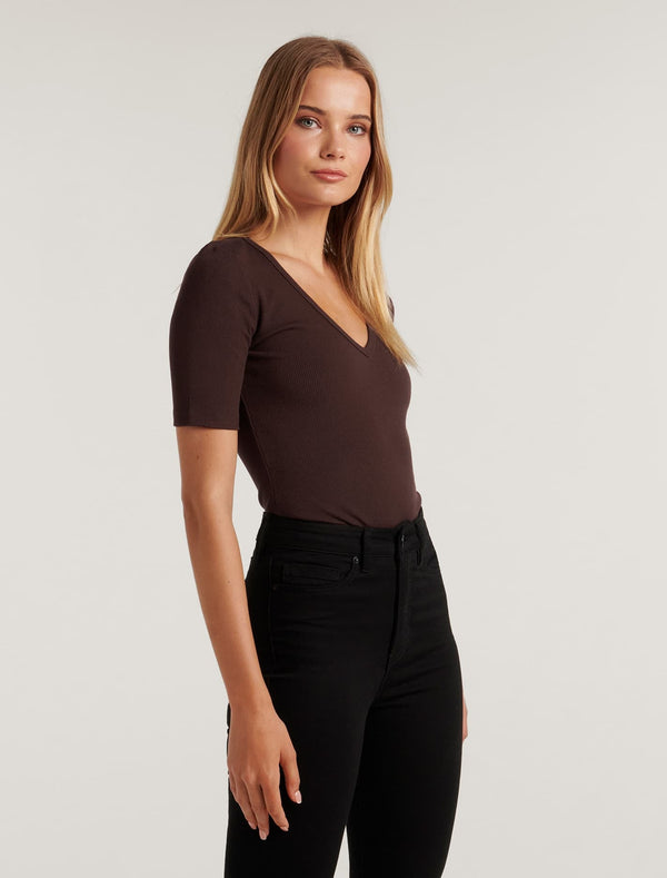 Clio V Neck Half Sleeve T-Shirt Forever New