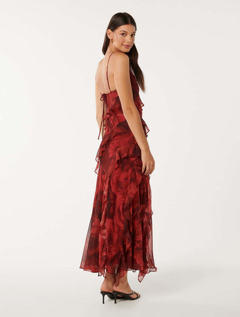 Poppy Ruffle Dress Red Ingrid Floral | Forever New