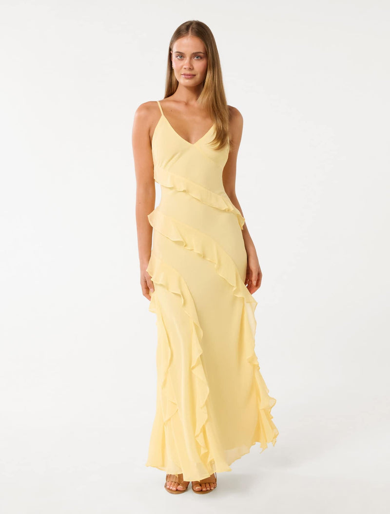 Poppy Ruffle Dress Pale Banana Forever New