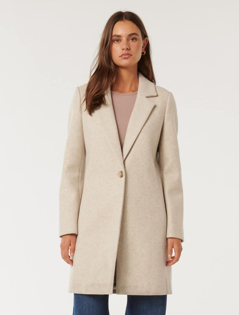 Anna Single Breasted Coatigan Oatmeal Marle Forever New