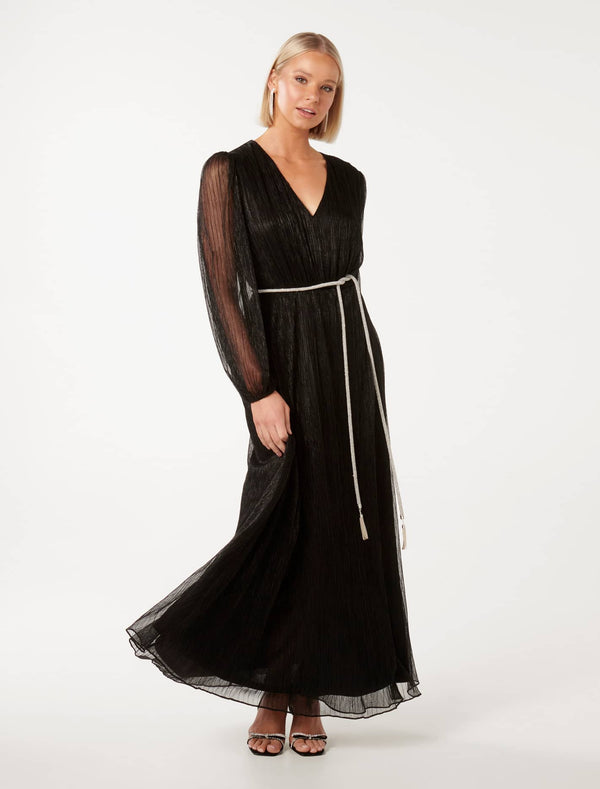 Amina Diamante Belt Plisse Maxi Dress Forever New
