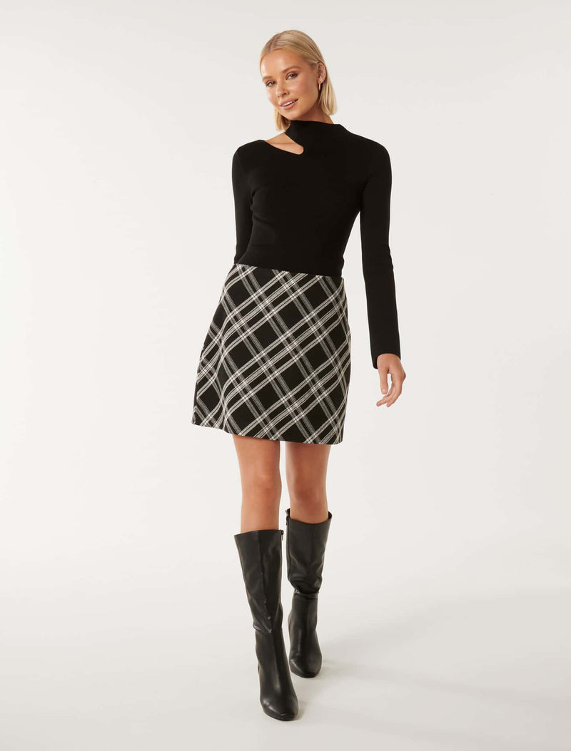 Louisa Check Diagonal Mini Skirt Forever New